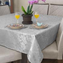 Toalha Mesa Retangular 2,0x1,4 Jacquard Cinza +6 Guardanapo