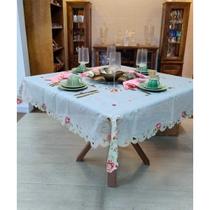 Toalha Mesa Retangular Bordada Floratta 6 Lugares Argivai