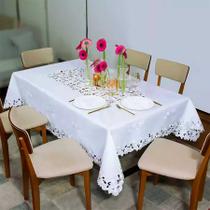 Toalha Mesa Retangular Bordada Requinte Blanc 6 Lugares Argivai