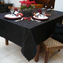 Toalha Mesa Retangular Preta Mehndi Rosas 160x270cm Saldão Toalha Mesa Retangular Preta Mehndi Rosas 160x270cm Saldão