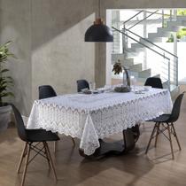 Toalha Mesa Retangular Renda Interlar Clássica Branca Arabesco 6 Lugares