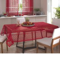 Toalha Mesa Retangular Renda Interlar Color Vermelho 6 Lugares