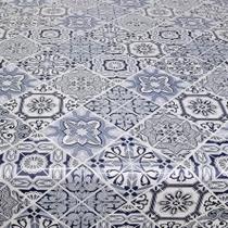 Toalha Mesa Térmica Impermeável Pvc Azulejo Azul 1,40X3,50 Toalha Mesa Térmica Impermeável Pvc Azulejo Azul 1,40X3,50