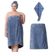 Toalha OneDream Plus Size para mulheres com toalha de cabelo azul
