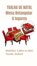 Toalha Oxford Natal Decoração de Natal mesa de 6 Lugares 2,00m x 1,50m Estampa Natalina