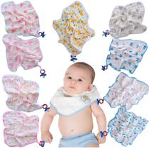 Toalha Pano Fraldinha de Boca Bebe Soft 100% Algodão Chupeta Menino Estampado Absorvente Macia Presente 2 Camadas 4 unidades Enxoval Chá Maternidade - Teciclean Baby