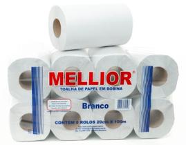 TOALHA PAPEL 20cm X 100m MELLIOR BRANCO - PACOTE COM 8 UNIDADES TOALHA PAPEL 20cm X 100m MELLIOR BRANCO - PACOTE COM 8 UNIDADES