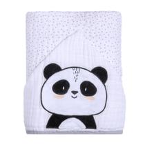 TOALHA PAPI FRIENDS 3 CAMADAS DE TECIDO SOFT INFANTIL BEBÊ C/ CAPUZ DE BICHINHO BORDADO PAPI 90X75 cor:PANDA BEN