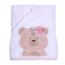 Toalha para Bebê Com Capuz Fralda Soft Ursa Rosa Claro