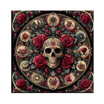 Toalha para Jogo de Tarot 0,70x0,70cm Rosa Caveira Cod007 Toalha para Jogo de Tarot 0,70x0,70cm Rosa Caveira Cod007