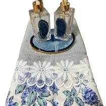 Toalha Para Lavabo Em Algodão, Renda Guipir Azul Claro Mesa da Clau-Pç Toalha Para Lavabo Em Algodão, Renda Guipir Azul Claro Mesa da Clau-Pç