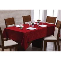 Toalha para Mesa de 6 lugares Tecido Jacquard - Vermelho