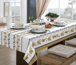 Toalha Para Mesa De Jantar Dourada 8 Assentos 2,5M X 1,35M