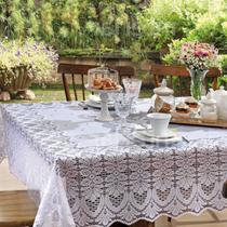 Toalha Para Mesa Retangular 6 Lugares Renda Clássica 220X150cm Branca