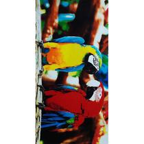 Toalha Para Praia Margex Microfibra Estampada Araras 73cm x 145m Amarela/Vermelha