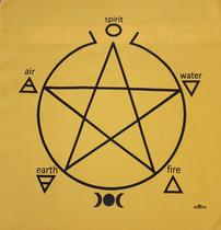 Toalha Pentagrama Altar Tarot Amarelo 70X70 Cm