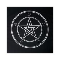 Toalha Pentagrama Força Wicca para Tarô Preto e Cinza 70CM