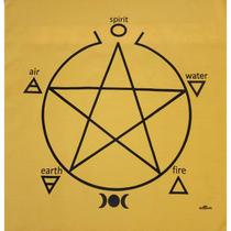 Toalha Pentagrama Jogo Cartas 70x70 cm Amarela Silk Negro Toalha Pentagrama Jogo Cartas 70x70 cm Amarela Silk Negro