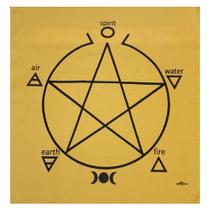Toalha Pentagrama Para Altar, Taro E Jogos 70x70 Cm Amarela