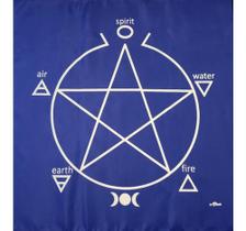 Toalha Pentagrama Para Altar, Taro E Jogos 70x70 Cm Azul
