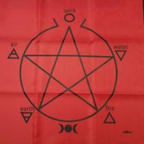 Toalha Pentagrama Para Altar, Taro E Jogos 70x70 Cm Vermelha