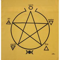Toalha Pentagrama Para Cartas Amarela Em Tecido 70x70 Cm