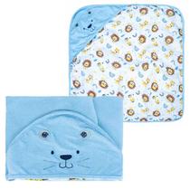 Toalha Plush Com Capuz De Canto Bordado E Forro Fralda 68 x 68cm - Incomfral Bublim Toalha Plush Com Capuz De Canto Bordado E Forro Fralda 68 x 68cm - Incomfral Bublim