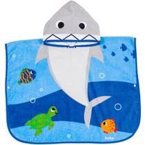 Toalha Poncho Buba Com Capuz Aventuras Tubarão Azul Toalha Poncho Buba Com Capuz Aventuras Tubarão Azul