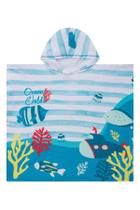 Toalha Poncho com Capuz Plush Atoalhado Fundo do Mar Luc.Boo
