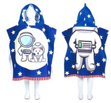 Toalha Poncho De Praia Piscina Infantil Com Capuz Astronauta