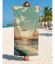 Toalha Praia Banho Verão Surf Sol E Mar 70x140 Cm Estampada