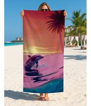 Toalha Praia Banho Verão Surf Sol E Mar 70x140 Cm Estampada