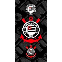 Toalha Praia Piscina Corinthians Oficial Veludo Evolução Brasão 100% Algodão Preto Toalha Praia Piscina Corinthians Oficial Veludo Evolução Brasão 100% Algodão Preto