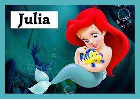 Toalha princesas da disney Tamanho 21x29,5 cm infantil com nome JULIA