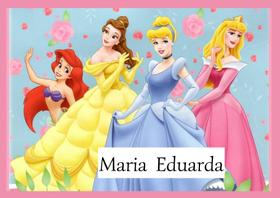 Toalha princesas da disney Tamanho 21x29,5 cm infantil com nome MARIA EDUARDA