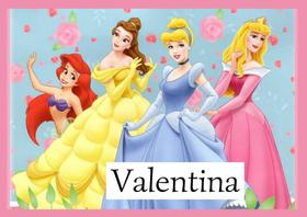 Toalha princesas da disney Tamanho 21x29,5 cm infantil com nome VALENTINA