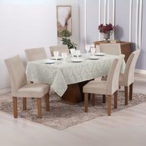 Toalha Retangular Cor Palha Tecido Jacquard Mesa 6 Lugares
