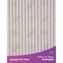 Toalha Retangular em Tecido Jacquard Bege e Branco Listrado Estreito Fio Tinto Toalha Retangular em Tecido Jacquard Bege e Branco Listrado Estreito Fio Tinto