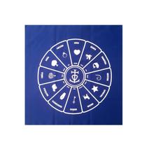 Toalha Roda Cigana para Tarô Cigano Místico Azul Branco 70CM