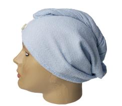 Toalha secadora de cabelo dry my com botão azul Bebê.