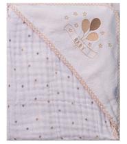 Toalha soft c/capuz de canto bordado 76096625 baby joy classicos estampada 80cmx80cm