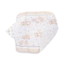 Toalha soft capuz bebe 2 camadas e pano boca bordado e estampado algodão urso