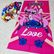 Toalha STITCH LILO de Banho e Praia Temática Personalizada do Gigante Algodão Rosa Toalha STITCH LILO de Banho e Praia Temática Personalizada do Gigante Algodão Rosa