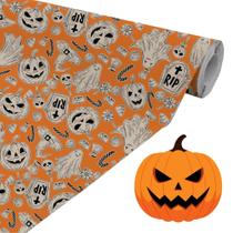 Toalha Tnt Estampado Festa Halloween1,40M X 2 M Laranja