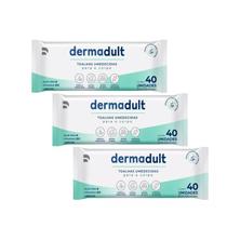Toalha Umedecida Adulto Dermadult c/40un. Kit c/ 3 pacotes Toalha Umedecida Adulto Dermadult c/40un. Kit c/ 3 pacotes