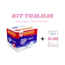 Toalha Umedecida Baby Byn Premium Pack 600 Folhas + Toalha Intima Q'Lady 25 Folhas