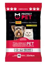 Toalha Umedecida para cães e gatos Protect Pet - 15 unidades - Suply Clean