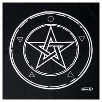 Toalha Wicca Pentagrama Toalha Tarô com Brilho Pto/Bco 70CM