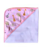 ToalhadeBanhoBebêSafariForroFraldacomCapuz70x70cm Rosa