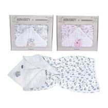 Toalhão de Banho para Bebe Soft Capuz Bordado Tripla Camada Fralda 1,0mX85cm Caixinha Ideal Presente Minasrey